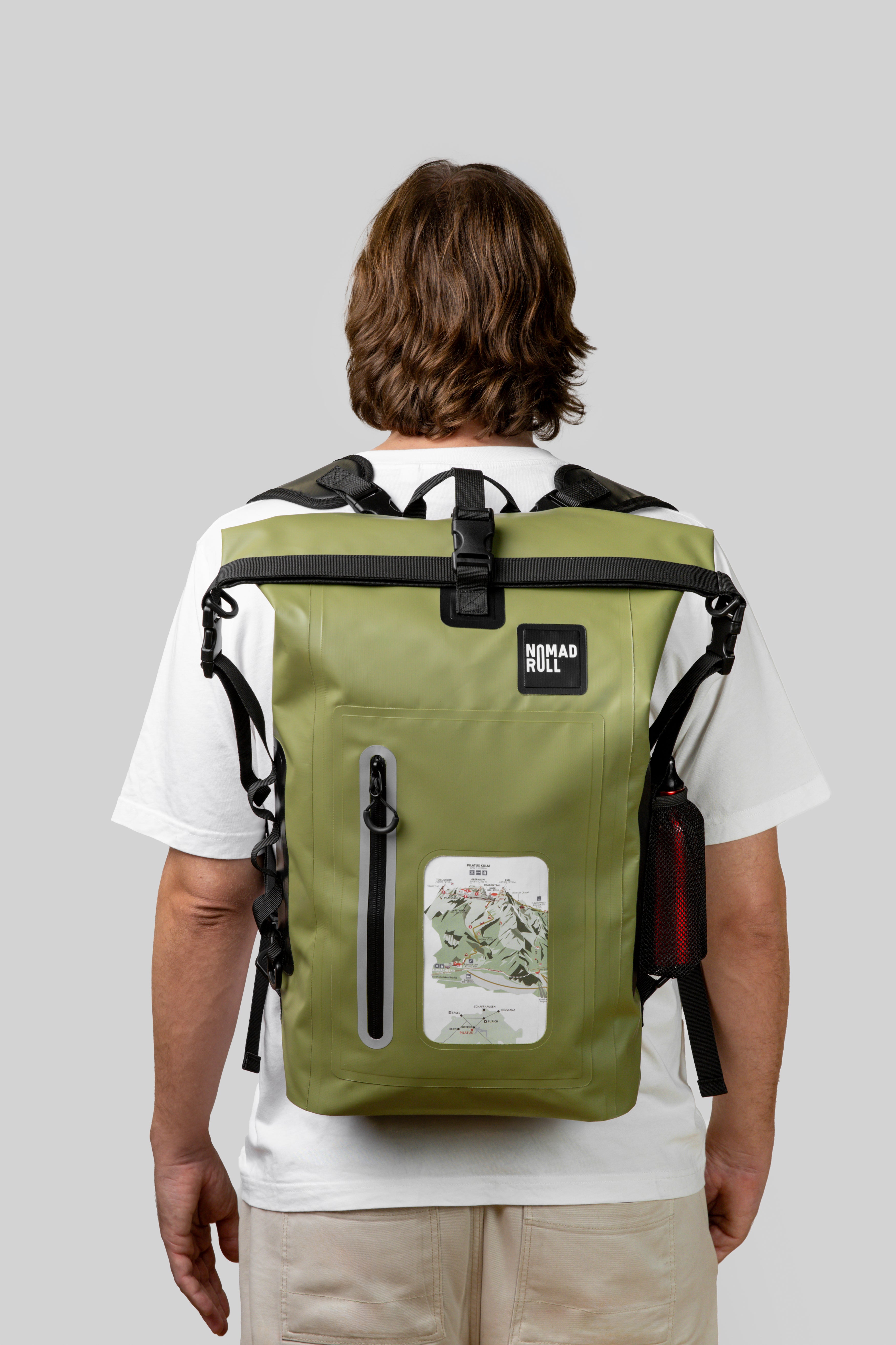 NOMAD ROLL — Olive Green Roll-Top Waterproof Backpack